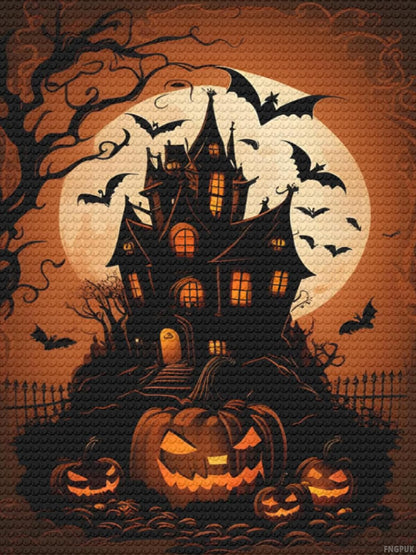 Orange Sky Castle Pumpkin Diamond Painting Kit for Adult, DIY Full Drill Diamond Art for Beginner, 5D Diamond Dots Kits Painting Crafts for Home Decor 12x16 inch