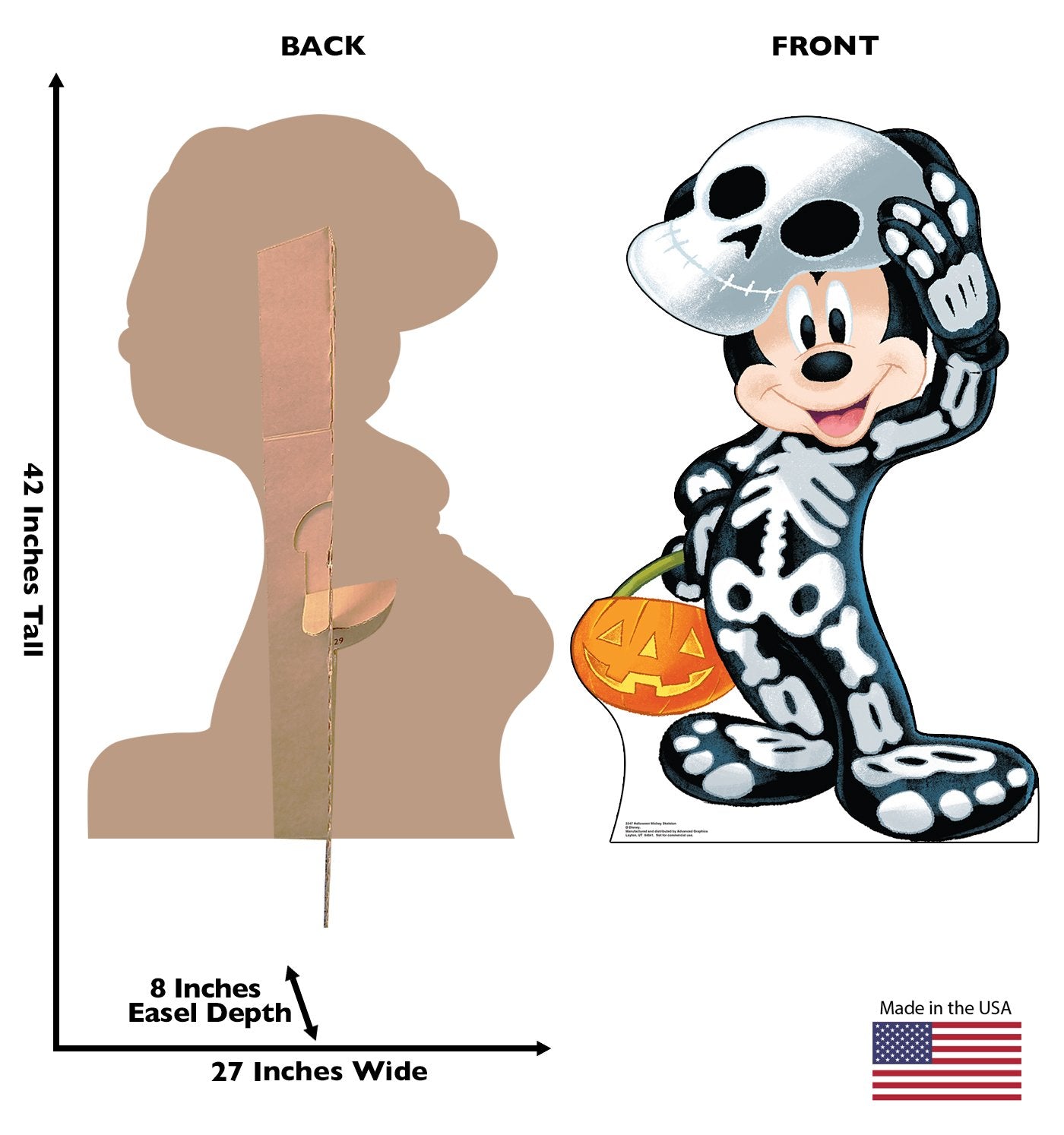 Cardboard People Halloween Mickey Skeleton Life Size Cardboard Cutout Standup