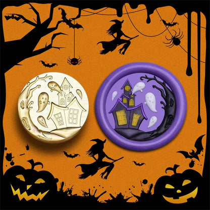 Halloween Wax Seal Stamp,Lulu Home Seal Head with Pearwood Handle,Haunted Castle Wax Stamp for Creative DIY,Envelope Sealing,Greeting Cards