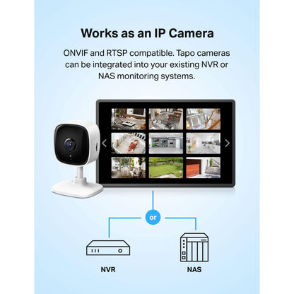 TP-Link Tapo 2K Indoor Security Camera for Baby Monitor, Dog Camera w/Motion Detection, 2-Way Audio Siren, Night Vision, Cloud & SD Card Storage(Up to 256 GB), Works w/Alexa & Google Home(Tapo C110)