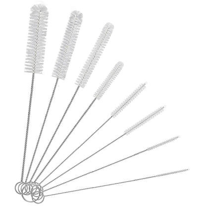 8 Pack Straw Brush Cleaner with Different Diameters (3mm-30mm) - 12" Long Nylon Brush for Water Bottles, Baby Bottles, Sippy Cups & Tumblers | Reusable Tube Cleaner for Straws and Narrow Pipes