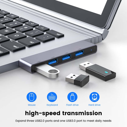 Fidioto USB Hub, 4-Port USB Splitter(1 * 3.0 Hub, 3 * 2.0 Hub) USB Splitter USB Expander for Laptop,Windows PC,Mac,Printer,Flash Drive,Mobile HDD, Notebook PC