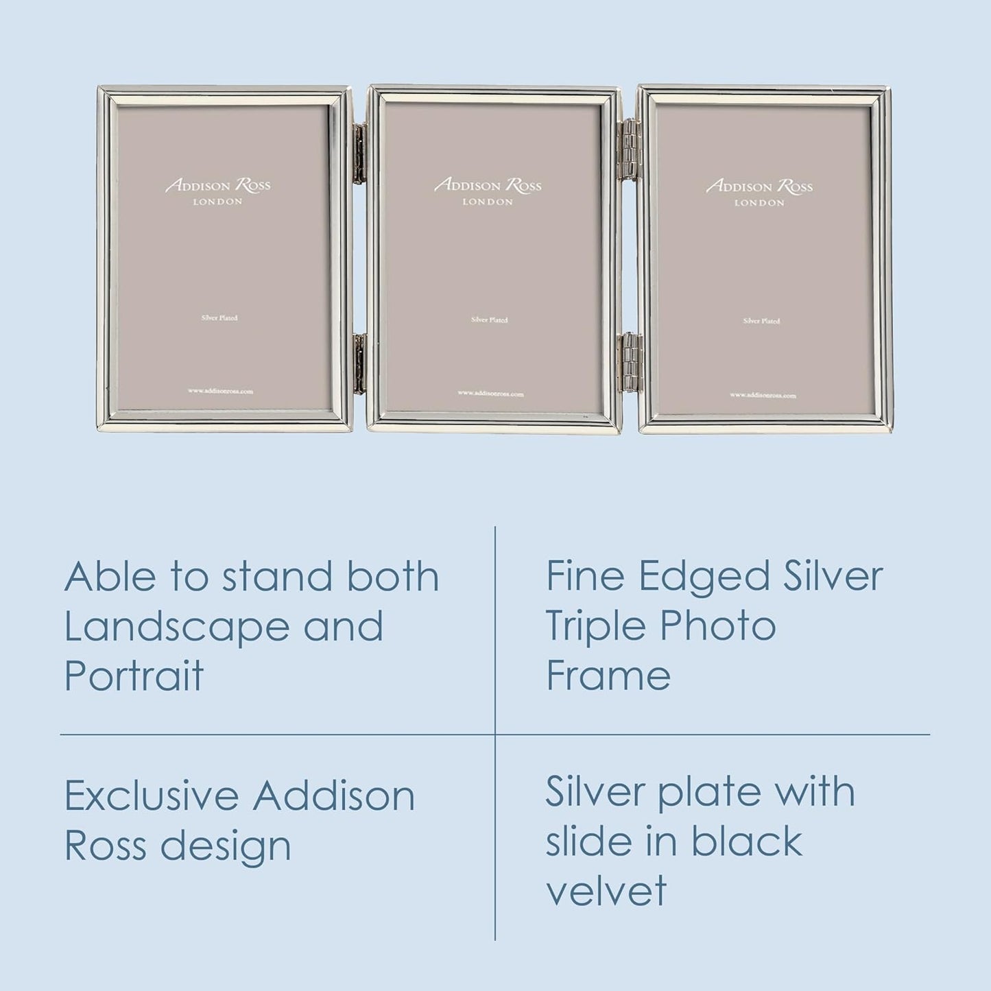 Addison Ross Essentials Photo Frame, Silver Plate Treble, 2 x 3 Inches