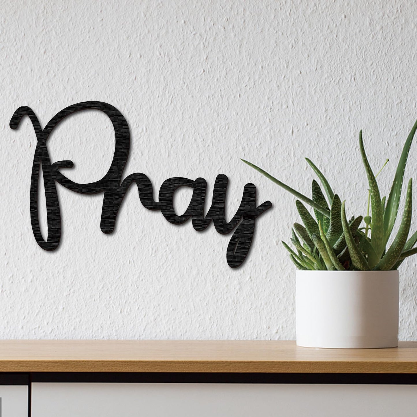 CREATCABIN Pray Wooden Sign Word Wood Cutout Decorative Unfinished Letter Ornaments Laser Cut Wall Art Sculpture for Wreath Home Apartment Farmhouse Porch Party Decoration Painting Crafts 11.8x7.5in