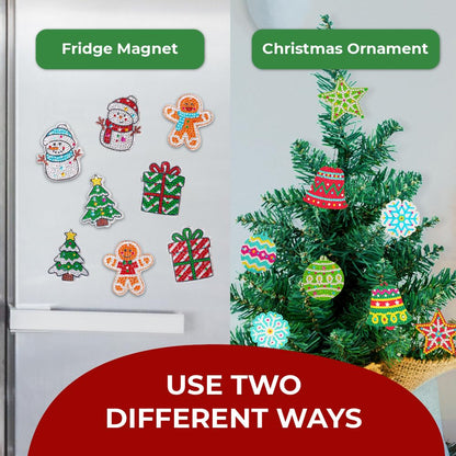 Little Jupiter DIY Magnet & Diamond Art Christmas Ornaments for Kids Set - Makes 8pcs - Crafts - Diamond Art Kits for Kids - Ornament Kits