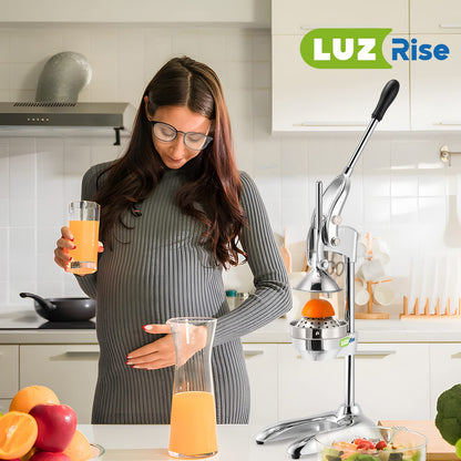 Luzrise Manual Juicer Hand Press Professional Citrus Juicer Countertop Metal Orange Lemon Pomegranate Squeezer for Commercial Home Restaurant Use( Stainless Steel Heavy Duty Extra Large 7.4*9.8*19.3")