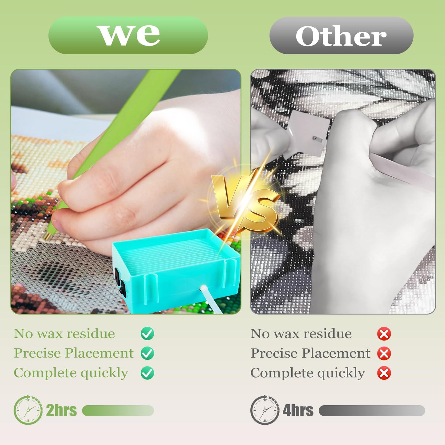 Vacuum Diamond Painting Pen Kit - Electric Bead Picker Upper Tool with Storage Tray, No Wax Needed, USB Powered Rhinestone Applicator for Round/Square Drills, DIY Art Craft Accessories (Green-01)
