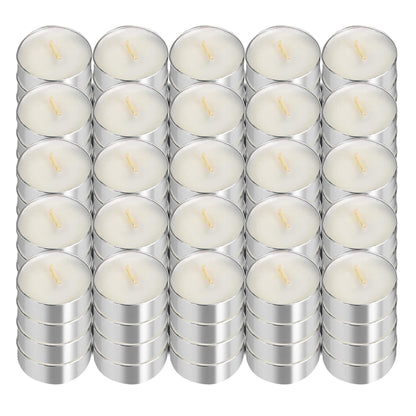 UNBREAKABLE - Tea Light Candles 100 Pack – Unscented Long Lasting 3 Hour Burn – White Smokeless Tealights for Decoration, Holiday, Party, Wedding, Home Use