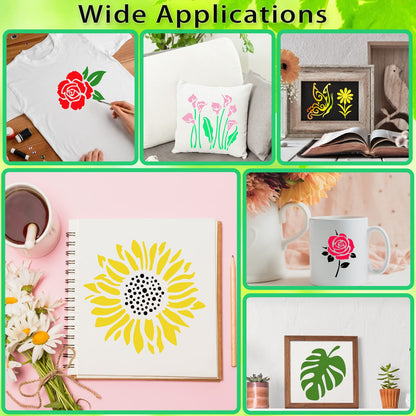 DZXCYZ 80 Pcs 3 x 3 Inch Stencils for Painting on Wood, Reusable Flower Butterfly Bird Bee Plastic Stencils DIY Craft Paint Template Set for Wall Home Decor