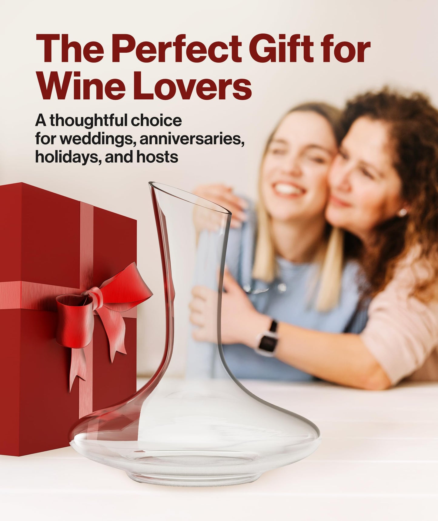Le Chateau Large Elegant Crystal Wine Decanter with Aerator – 750ml Glass Decanter – Hand-Blown Lead-Free Clear Glass Carafe with Aerator – Hand Held Gifts Red Wine Accessories/for Wine Lovers