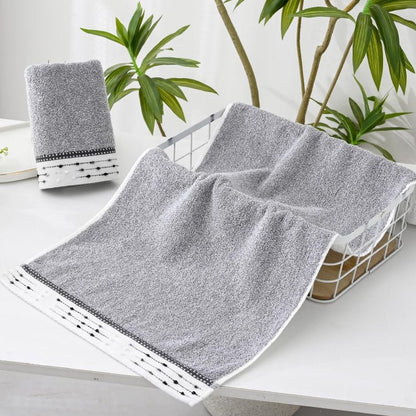 YiLUOMO Grey Hand Towels Tiny Furball Decorative Design Super Soft 100% Terry Cotton Highly Absorbent Bathroom Hand Towel for Home, Hotel, Spa, Pool, Gym 13 x 29 Inch, 2 Pack