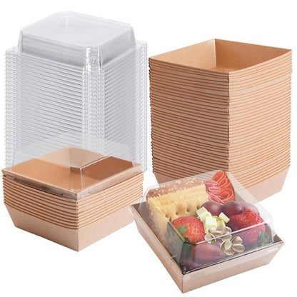 IFUCTYE 50 Pack Charcuterie Boxes with Clear Lids - Small Charcuterie Boxe 4 Inch Dessert Boxes for Presenting and Transporting an Assortment of Slice Cakes, Strawberries and Other Delicacies