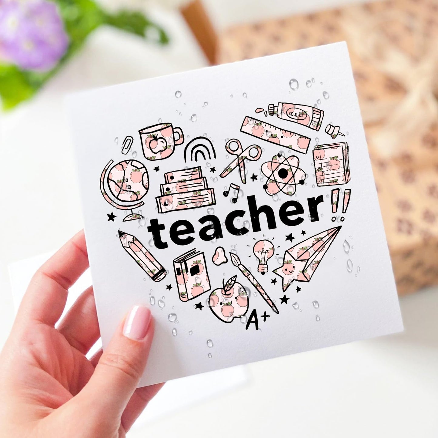 Tintnut Teacher Permanent Vinyl - 12 Sheets 12"x10" School Patterned Permanent Adhesive Vinyl for Cutting Machine,Home Decor Self Sticker
