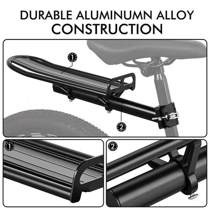 Bike Rear Rack, Adjustable Bike Cargo Rack with Quick Release Clamp Includes Tie Straps