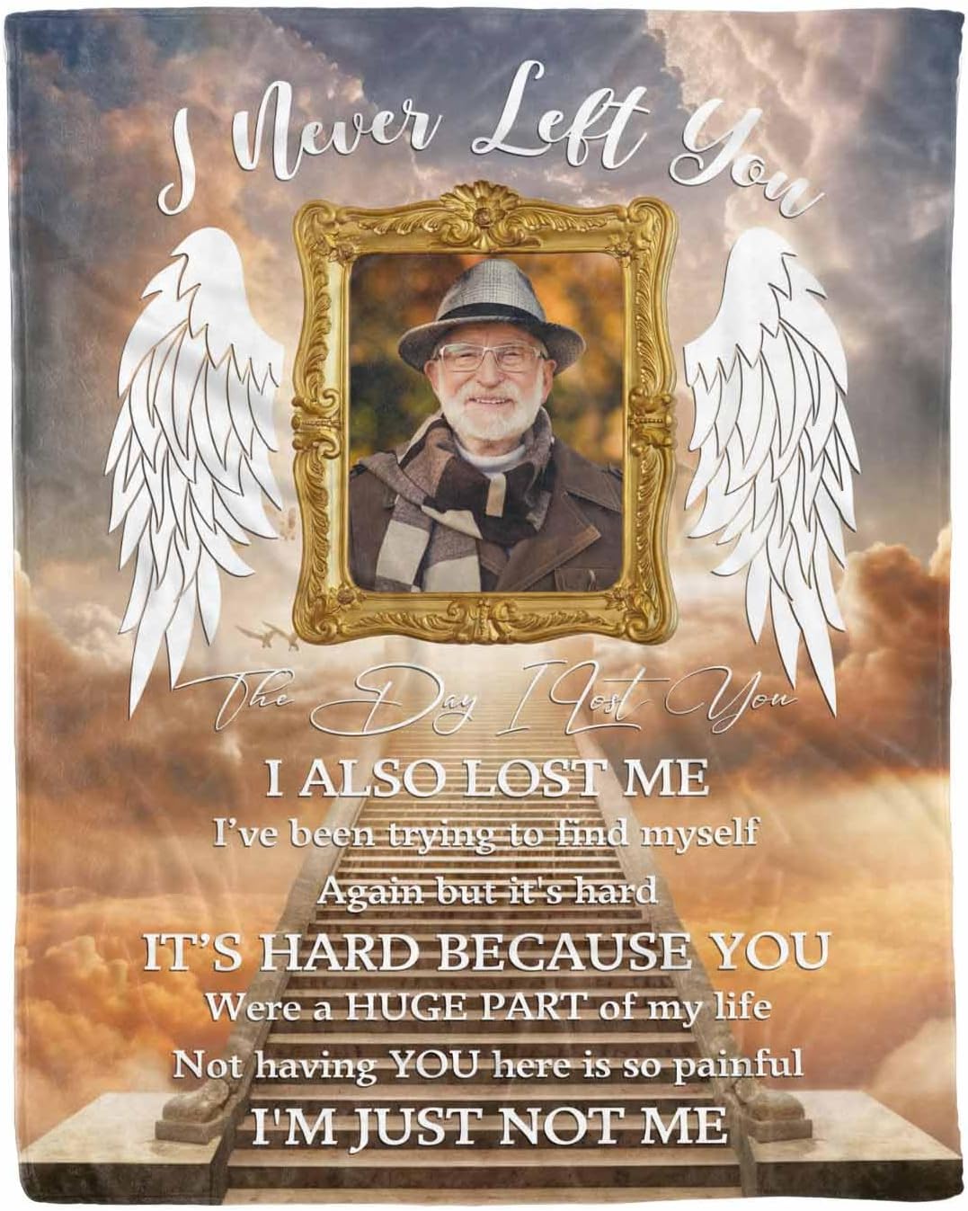 AOFUN Personalized Memorial Blanket with Photo Custom Picture Blankets in Loving Memory, for Loss of Loved One