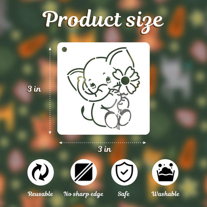 60 Pcs Baby Shower Stencils for Onesie Decorating Kit, 3 Inch Reusable PET Stencils, Cute Animal Pattern Templates for Painting Fabric Bodysuit Bibs Shirts - Baby Shower Party Activity Supplies