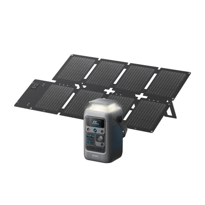 Anker SOLIX C300 DC Power Bank Station and 60W Solar Panel, 288Wh Portable Power Station, LiFePO4 Battery, 300W Solar Generator, for Outdoor, Camping, Traveling, and Emergencies