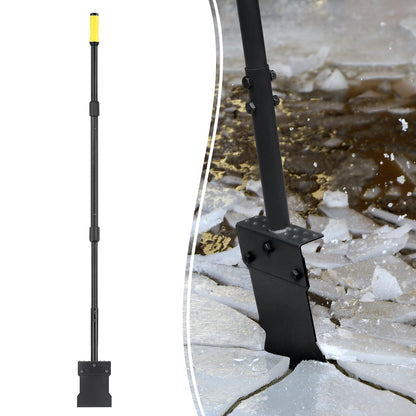 Colwelt Metal Snow Shovel 58’’, Heavy Duty Ice Scraper for Driveway, Snow Ice Chopper Shoveling Tool with Thickened Blade, Ice Shovel for Sidewalk Ice Removal, Flat Shovel Floor Cleaning Scraper