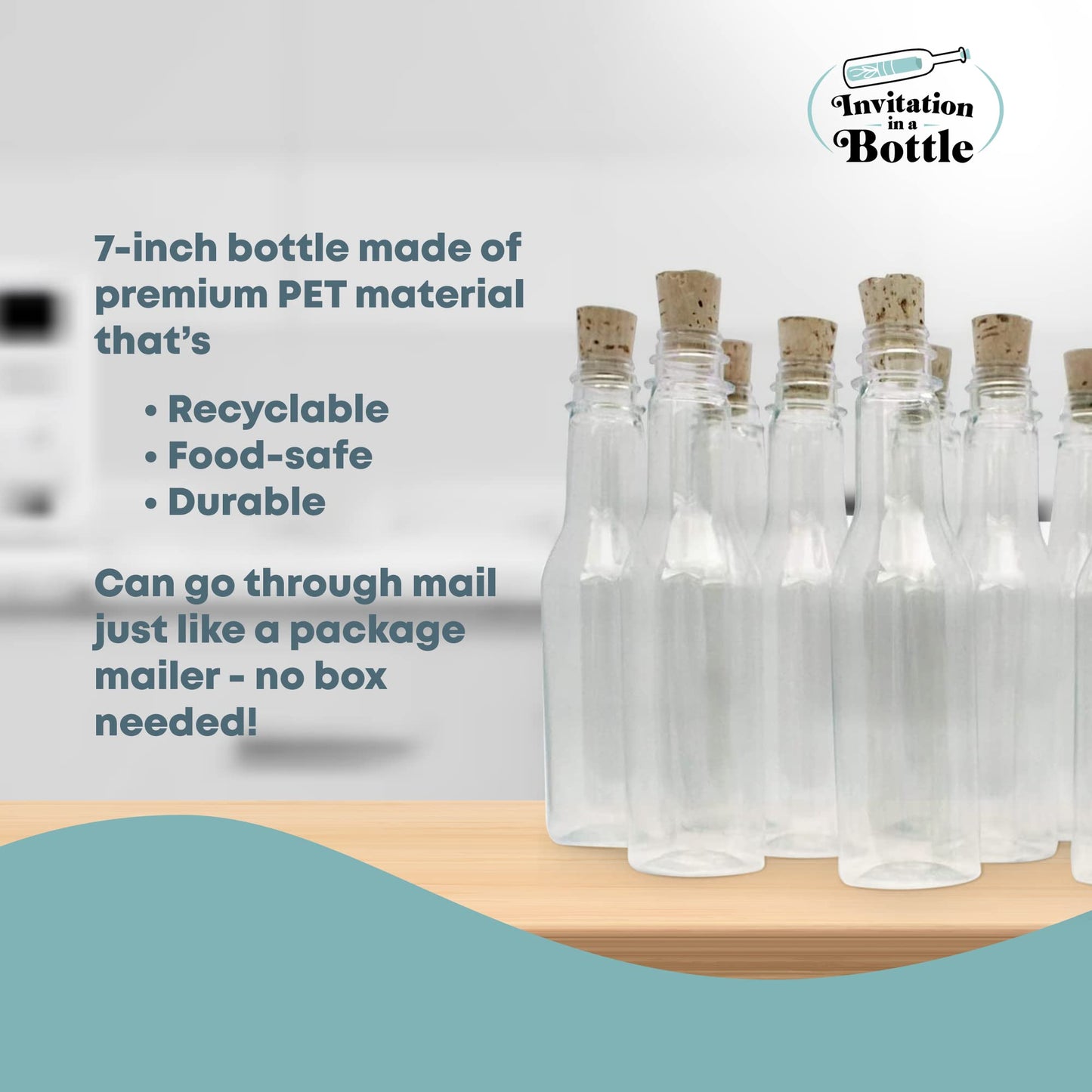 Plastic Bottles & Corks Set (20) - Clear PET Plastic Potion Bottles with Cork - Small Bottles with Cork & Tiny Jars with Cork Bottles for Invitation in a Bottle, Message in Plastic Bottle, DIY Crafts