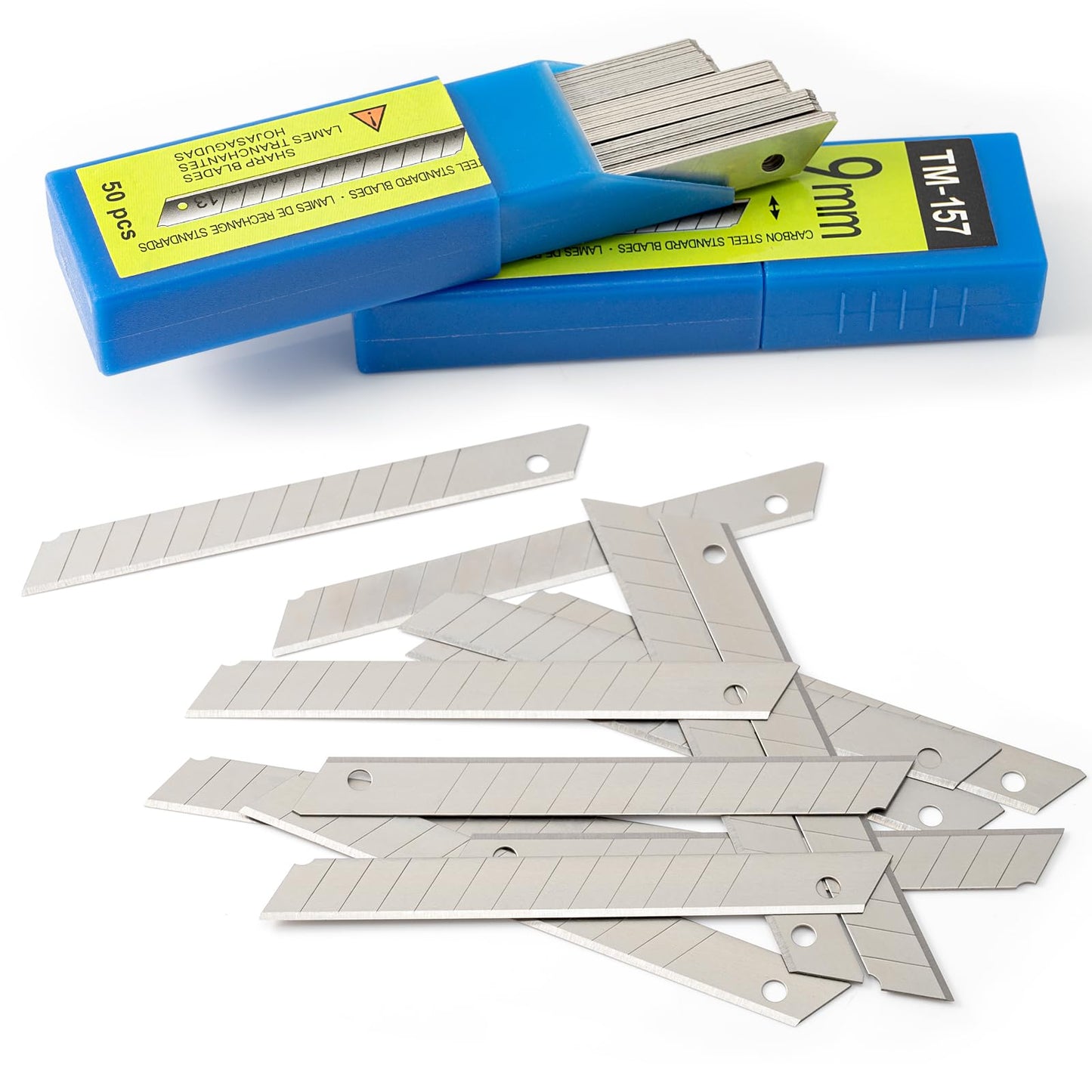 Gomake 100PCS 9mm Box Cutter Knife Replacement Blades 60 Degree Carbon Steel 9mm Snap Off Blades,Fits Most Retractable Knives