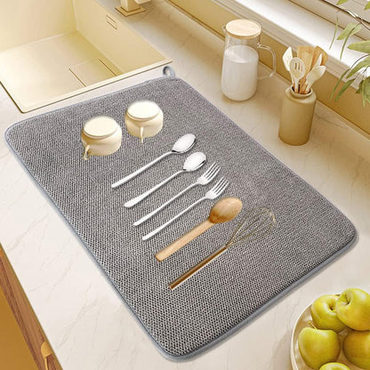 2Pack Large Dish Drying Mat for Kitchen Counter, 24 x 17 Inch Microfiber Absorbent Dish Drying Pad, Large Size Dishes
