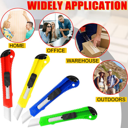 WILLBOND 120 Pack Box Cutter Retractable Utility Knife 18 mm Wide Blade Card Cutter with Snap off for Cardboard Art Craft for Office and Home Use (Multicolor)