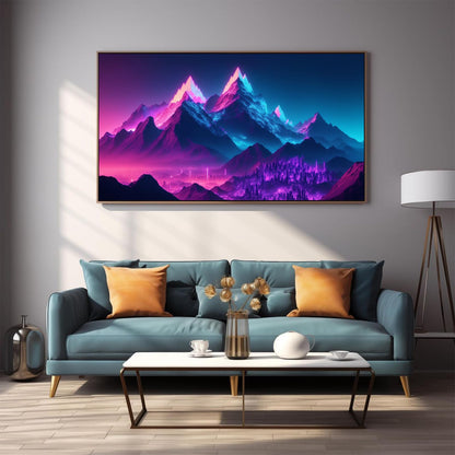 DDGEMART 5D Neon Mountain Diamond Painting Kit - Full Drill Round Beads DIY Landscape Diamond Art Canvas for Adults, Fantasy Wall Decor 28x16 Inch