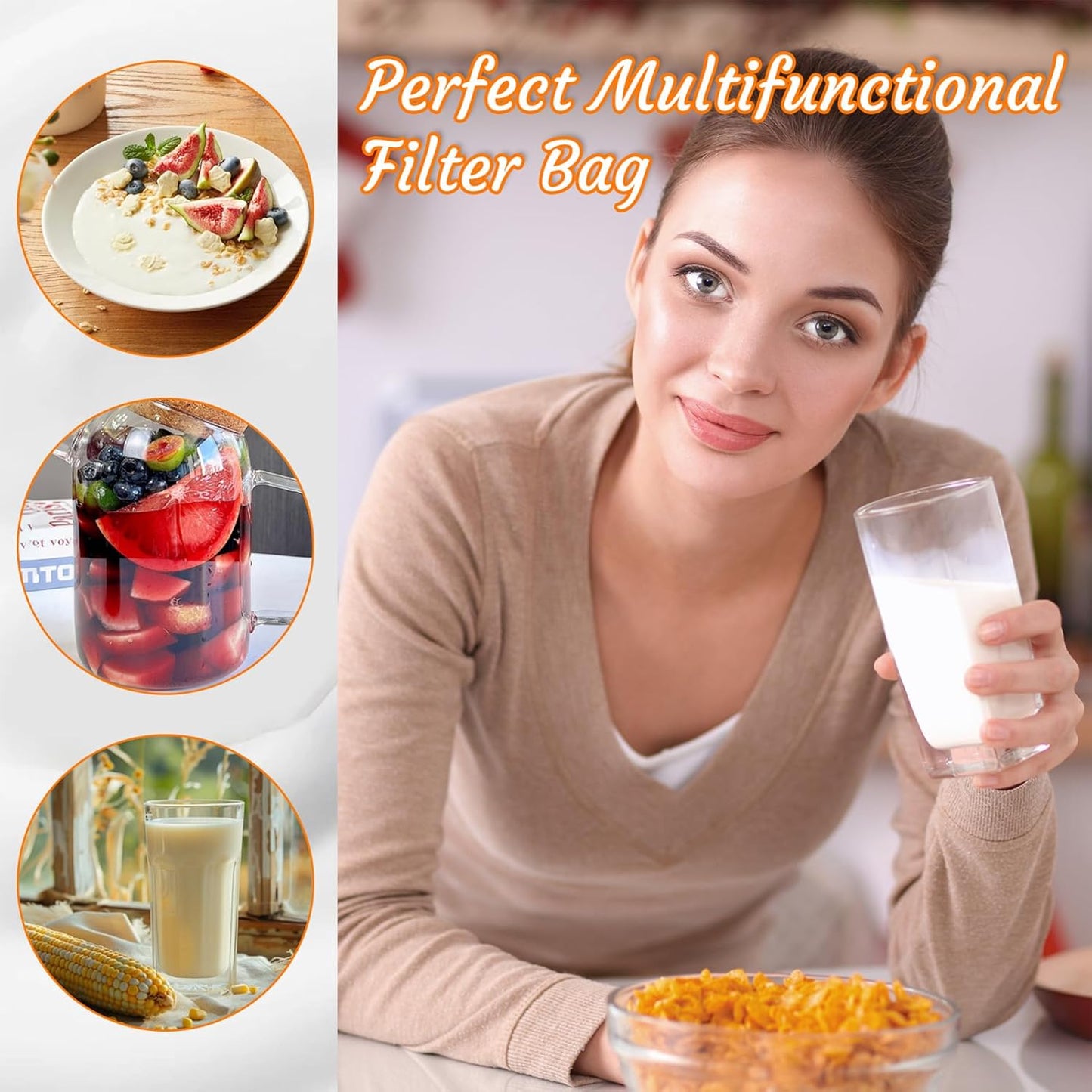 Dizaolive Strainer for Juice Pulp Jelly Juice Cloth Fine Mesh Strainer Nut Milk Bag Sieve Fruit