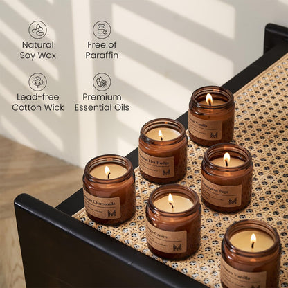 M&SENSE 6 Pack Candle Gift Set, Aromatherapy Scented Candle for Home Fragrance, Natural Soy Wax Candles for Stress Relief, Yoga, Long Lasting Small Jar Candle Gift Set for Birthday Housewarming