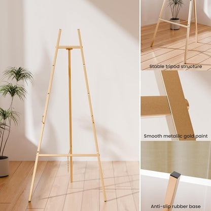 Gold Easel Stand - Heavy Duty 4-Tier Adjustable Art Easel for Painting & Wedding Signs | 1pc