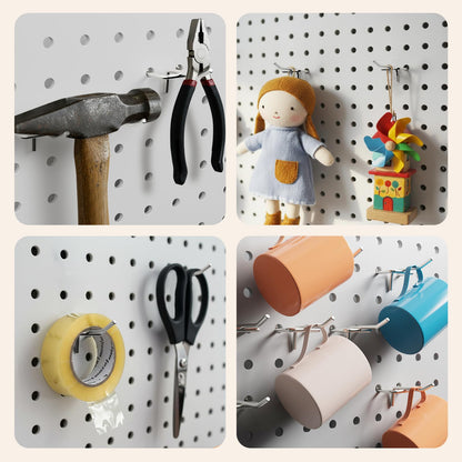 JEAWIWI 120 Pack 2 Inch Metal Pegboard Hooks, Fit 1/4 in and 1/8 in Peg Board Organizer Accessories, for Hanging Storage, Garages, Tool Sheds, Basements