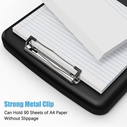 Hongri Clipboard with Storage with Pen Holder, Folder Nursing Clip Board 8.5 x 11 Foilo-Side Opening, High Capacity, Light Weight for Teachers, Classroom. Size 14 x 9.6 x 1.2 in(Black)