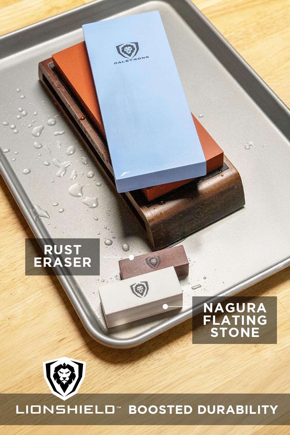 Dalstrong Whetstone Set #1000/#6000 — XL Corundum Sharpening Stones — For Restoring Dull Knives, Maintaining Any Kitchen Blade, Beginner to Pro — Non-Slip Base, Angle Guide, Customer Support