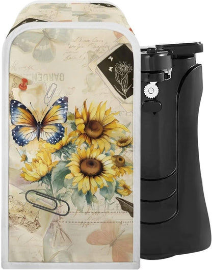 Can Opener Cover, Dust Protection Stain Resistant Kitchen Appliance Cover, Washable for Women Gift, Butterfly Sunflower