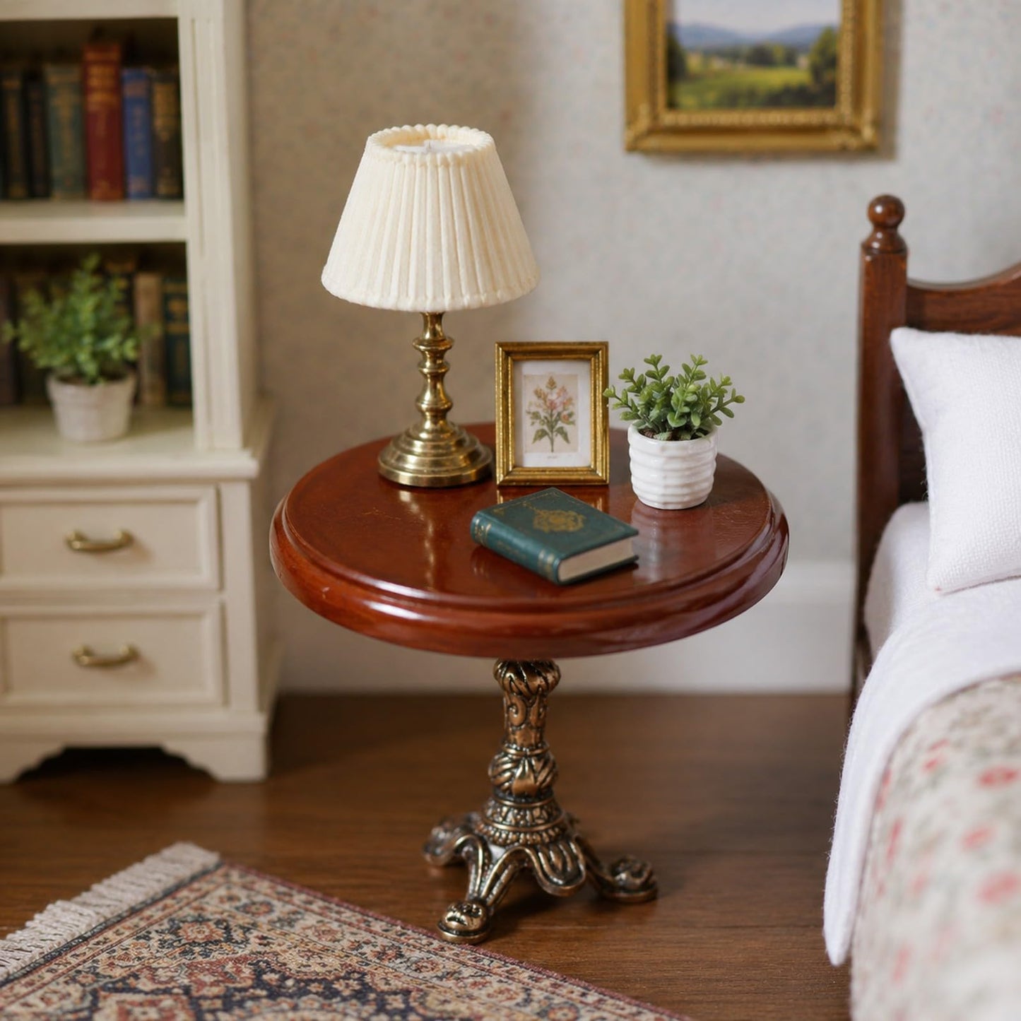 LUOZZY Miniature Wooden Round Table Model for 1:12 Dollhouse Accesories Miniature Side Table Dollhouse Furniture Decoration