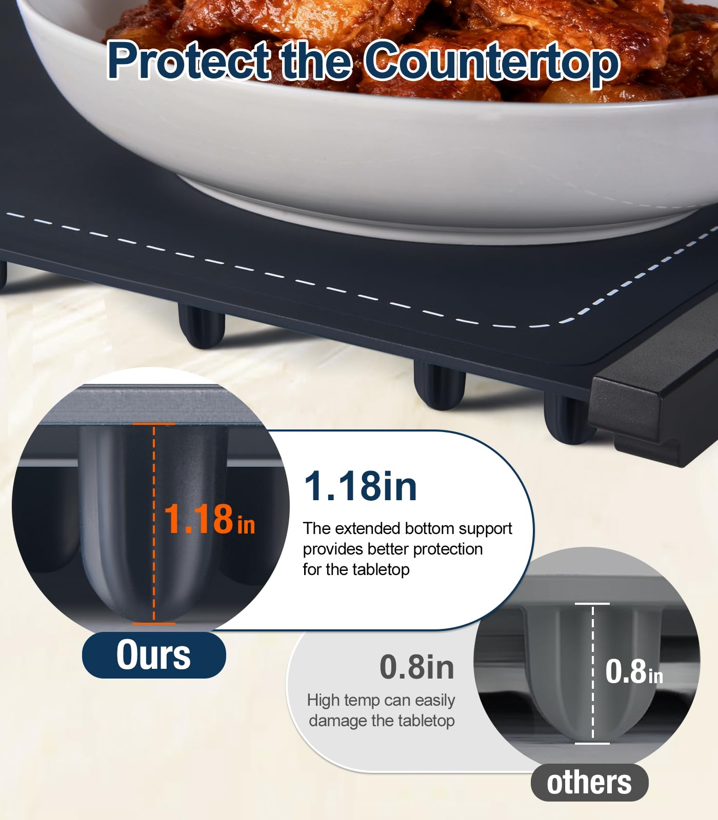 Food Warming Mat - 42" x 16" Extra Long Fast Heat Up Food Warmer with 7 Level Temp & 4 Hour Timer Function, Portable & Rollable Warming Tray Mat for Buffets Party and Home