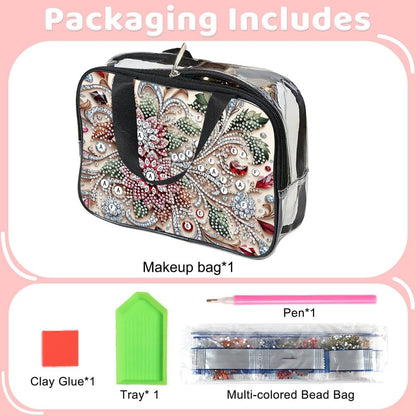 LSQFS DIY Diamond Painting Toiletry Bag, Large Clear PVC Cosmetic Organizer, Portable Travel Makeup Pouch with Rhinestone Decor, Diamond Art Kit for Adults, Ideal Gift for Women and Craft Lovers