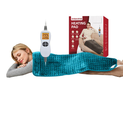 Ambershine 17''x33'' XXXL King Size Heating Pad with 12 Temperature Settings & 4 Auto-Off Countdown Timers, Pain Relief for Back/Neck/Shoulders/Abdomen/Legs, Christmas Gifts for mom dad (Dark Gray)