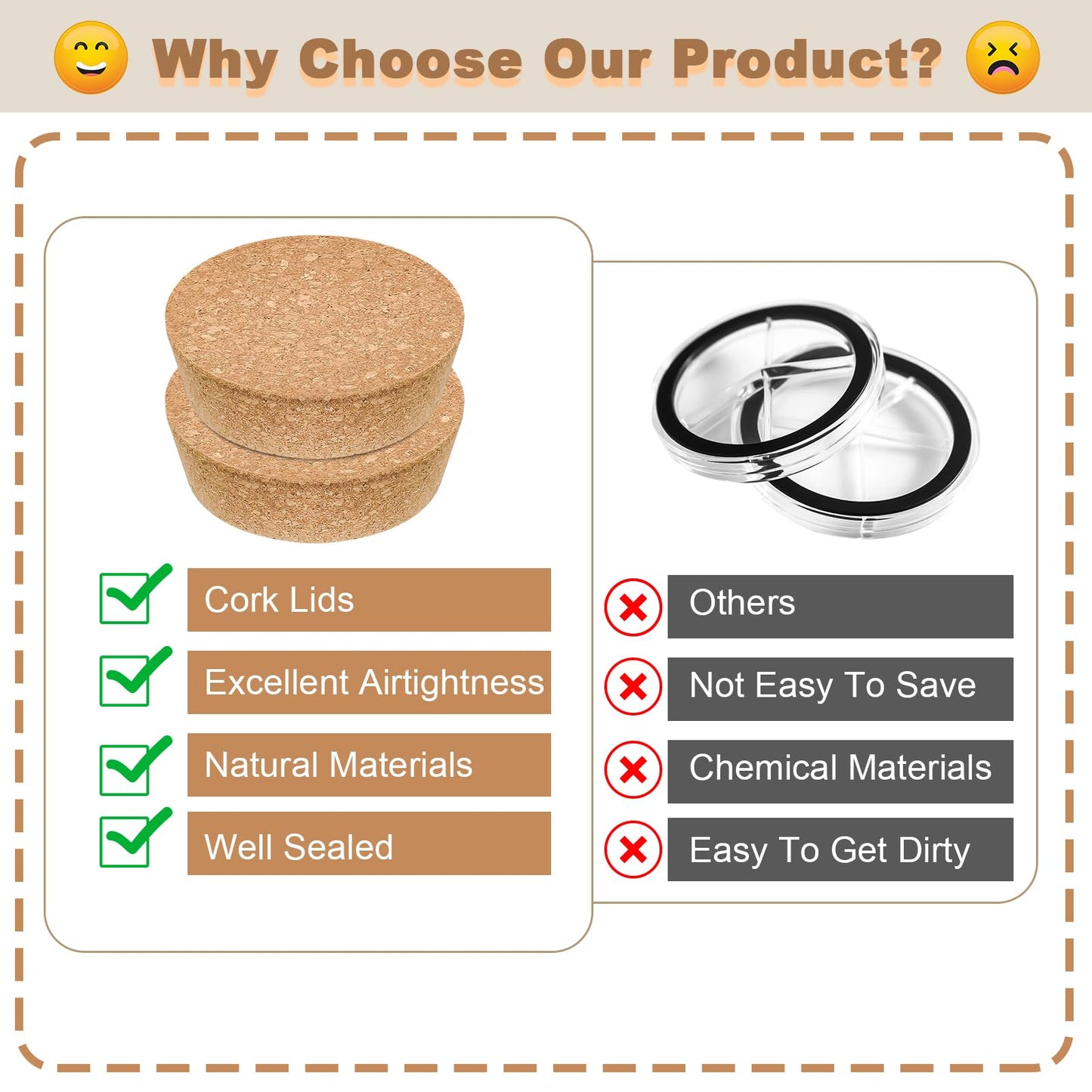 GeryVtee 6 PCS Large Cork Bottle Stoppers 3.93x 3.46x 1.18 Inch Tapered Plugs Cork Canning Jar Lids Replacement Corks for Wines, Decorative Bottles, Jars, Arts, DIY Crafts