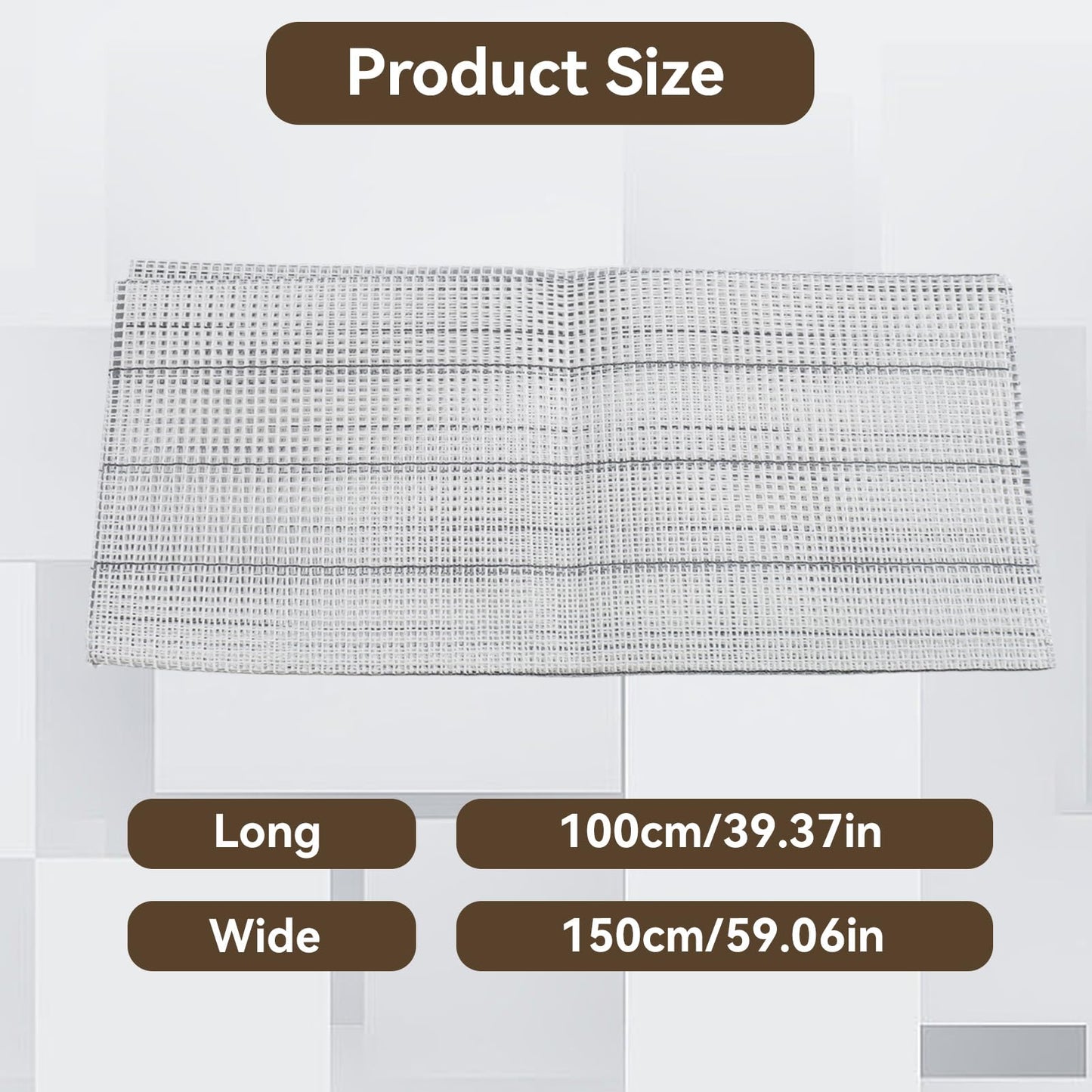 HERCHR Latch Hook Canvas,Rug Making Canvas Latch Hooking Mesh Fabric Blank Rug Hooking Mesh Canvas Kit DIY Mesh Sheet Multipurpose Rug Hooking Mesh for Embroidery Knit(100 * 150cm)