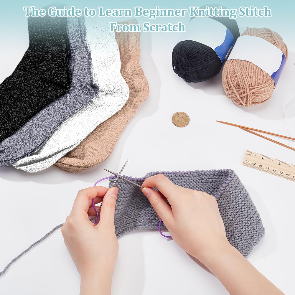 WEBEEDY 4 Sets Socks Knitting Kit Complete DIY Knitting Set with Premium Yarn and Detailed Instruction for Adults Beginner,Easy to Use Socks Knitting Starter Pack Crochet Supplies Craft Set
