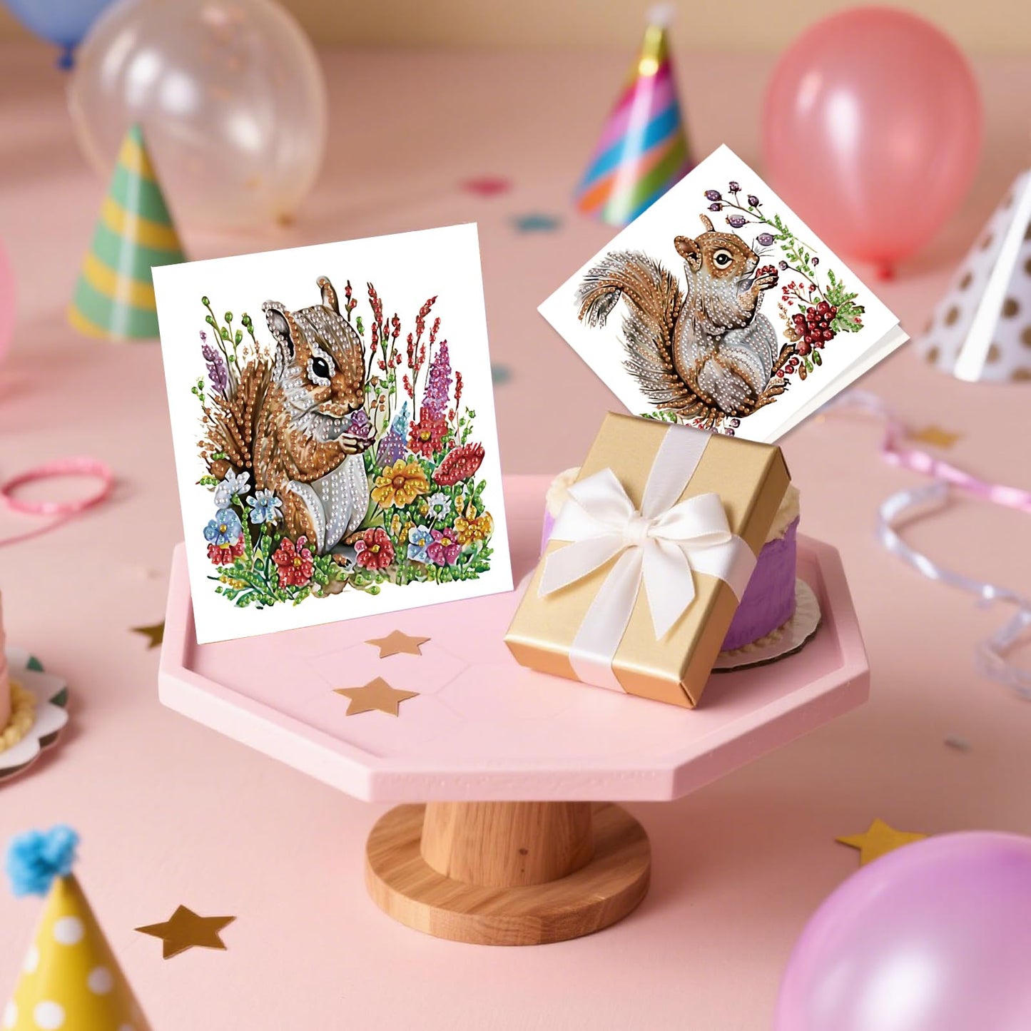 JZHYOAN 6 Pieces Diamond Art Greeting Cards with Envelopes DIY Squirrel Special Pattern Diamond Painting Card Creative Gifts Foldable Handmade Cards for Friends Family Birthday Holiday Congratulation