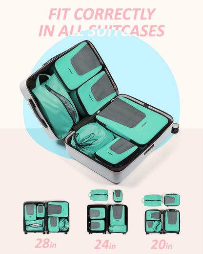 BAGSMART Compression Packing Cubes for Travel, 6 Set Packing Cubes for Suitcases, Lightweight Luggage Organizer Set Cubes for Business Travel Essentials
