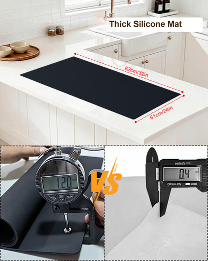 Silicone Crafting Mat for Artists, 32"x24"x1.2mm Large Nonstick Art Sheet for Resin Craft, Jewelry Casting, Acrylic Painting, Clay Work, Heat Resistant Desk Protector and Placemat | Black
