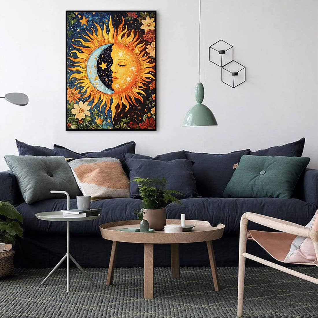 WUSARPLY Sun and Moon Diamond Painting Kits for Adults, Star Diamond Art Kits Full Drill Diamond Dots Paint with Diamonds Gem Arts and Crafts for Beginner Home Wall Decor