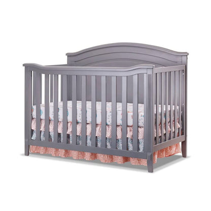 Sorelle Furniture Berkley Round Top Crib, Classic 4-in-1 Convertible Crib, Made of Wood, Non-Toxic Finish, Wooden Baby Bed, Toddler Bed, Child’s Daybed and Full-Size Bed, Nursery Furniture-Gray