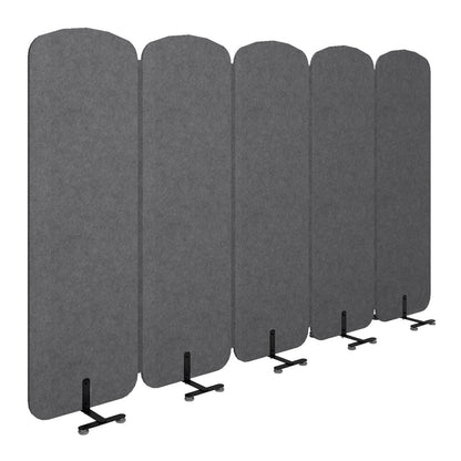 Natwind 5-Panel Office Room Divider, 122.8 x 71 inches Portable Office Partition, Freestanding Folding Privacy Wall for Cubicle & Temporary Indoor Space Separation (Dark Grey)