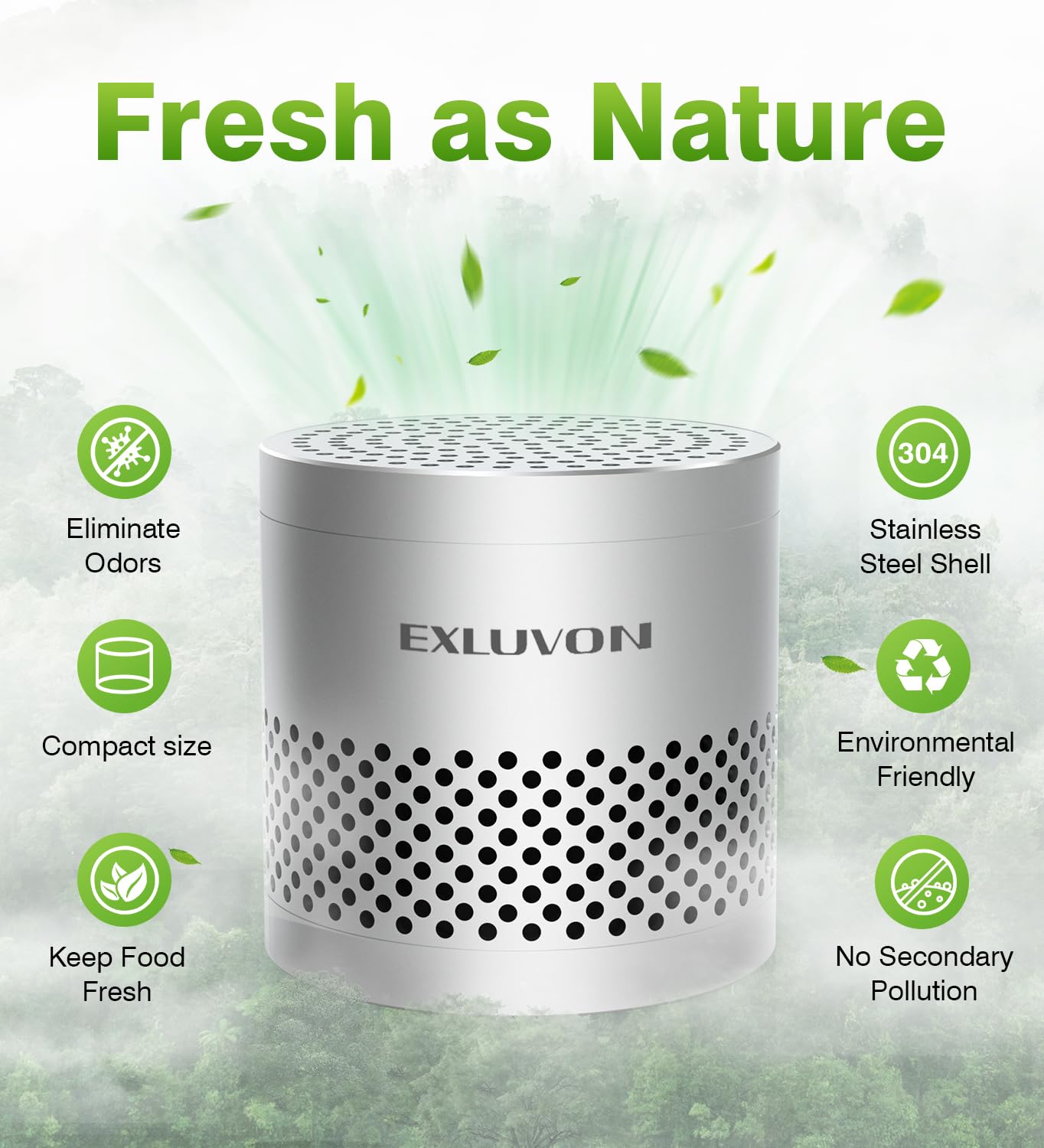 Fridge Deodorizer, Lasts 10 Years, Odor Eliminator, Bamboo Charcoal Air Purifying Bag, Silver
