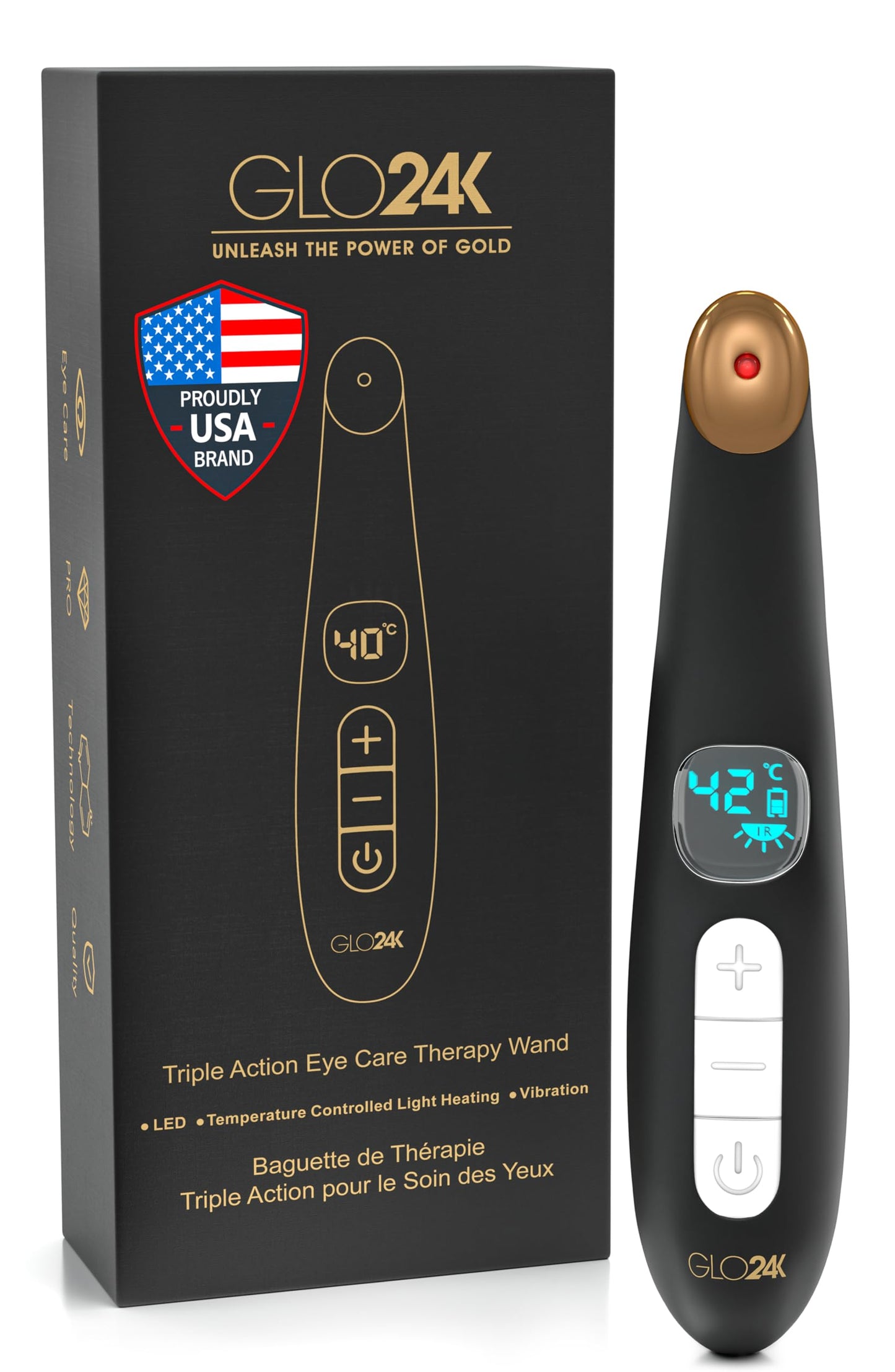 GLO24K Eye Care Beauty Massager. For Radiant, Beautiful Skin Around The Eyes.