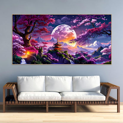 pchmcu 5D Large Diamond Art Painting,Landscape Diamond Art Kits for Adults,DIY Full Drill Crystal Rhinestone Arts and Crafts,Moon Tree Art Painting with Diamond Home Wall Decor 27.5 X 15.7inch